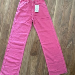 NWT!! Zara viral pink wide leg jeans